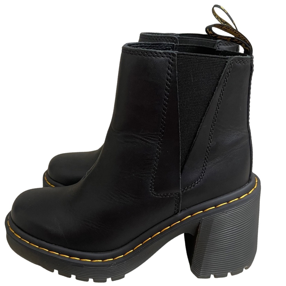 Dr Martens Spence Black Leather Flared Heel Chelsea Boots Womens US 7 used 1x
